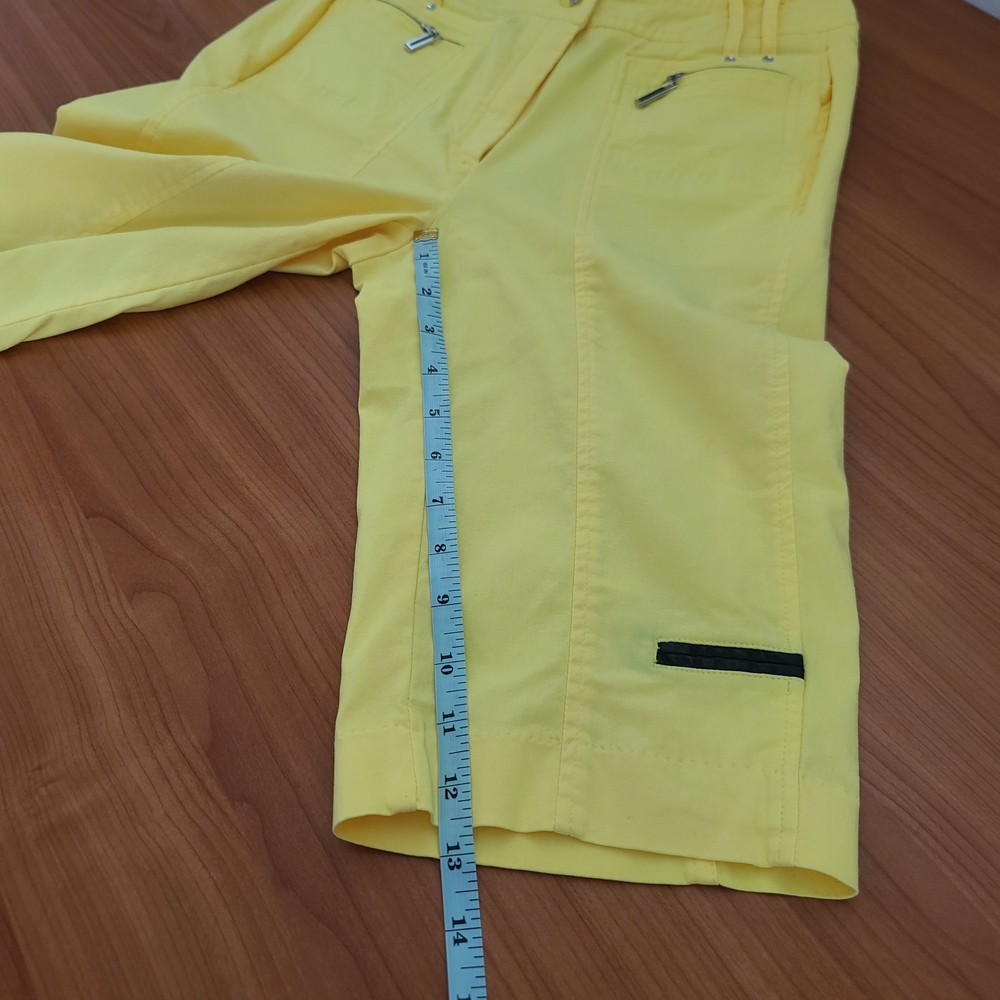 Jamie Sadock Women Golf Shorts‎ Bermuda Yellow Pockets Stretch Size 2 - Picture 5 of 8
